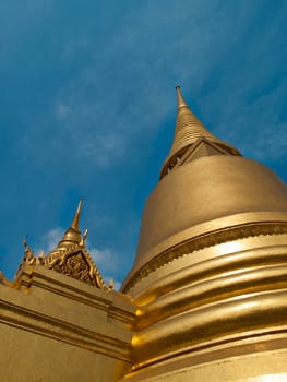golden pagoda at grand palace and Wat Phra Kaew area, Bangkok , Thailand
