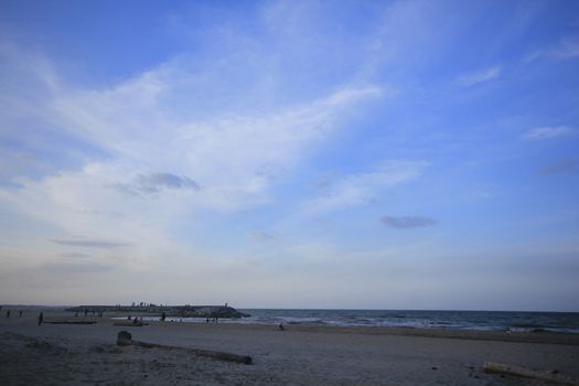 Landscape of Narathat Beach Is a wide beach In Narathiwat Province, Thailand