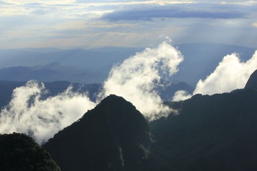 Landscape of Sky with clouds and mountains