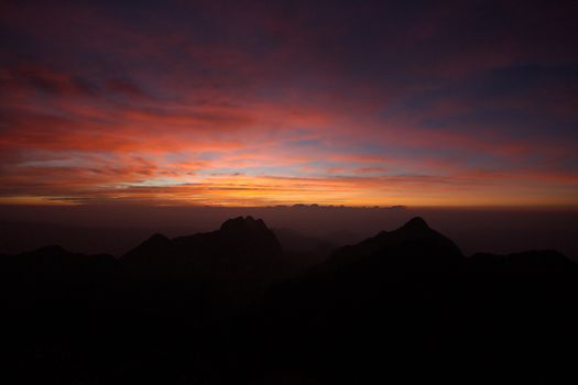 Sunset at Doi Luang, Chiang Dao, Chiang Mai Province. Thailand is a limestone mountain. Which the mountain is the 2nd highest in Thailand