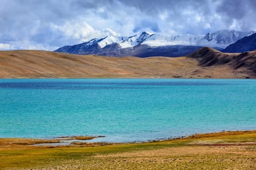 Himalayan lake Kyagar Tso in Himalayas. Ladakh, India