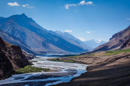 Spiti river in Himalayas. Spiti valley, Himachal Pradesh, India