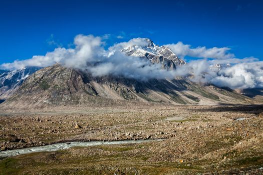 Himalayan landscape in Himalayas mountains. Lahaul Valley, Himachal Pradesh, India