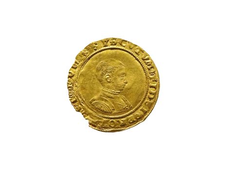 King Edward VI 1547- 1553 Gold Half Sovereign Coin cut out and isolated on a white background