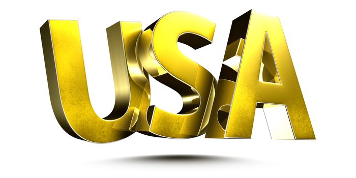 3D illustration USA Gold isolated on a white background.(with Clipping Path)