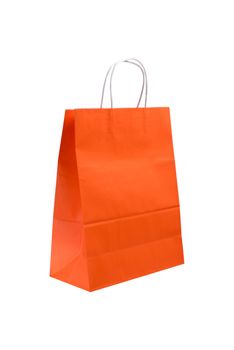 orange shopping bag isolated on white background
