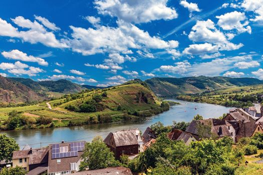 Moselle valley Germany: view from Bremm viewpoint on Moselle loop with river Moselle in summer, Germany Europe