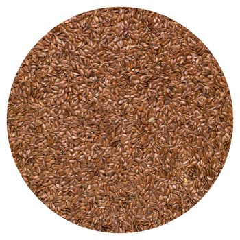 Close up of flax seeds isolated on white background