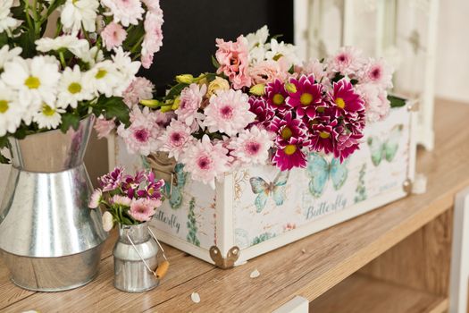 casket for needlework with flower, sewing in style interior