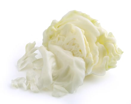 Isolated chopped piece of cabbage on the white background