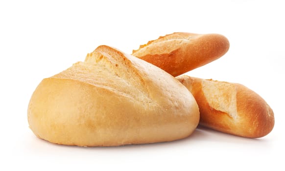 Isolated white bread on the white background