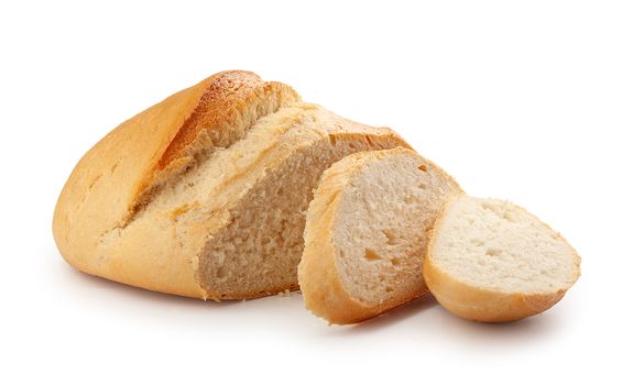 Isolated white bread on the white background