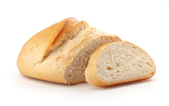 Isolated white bread on the white background