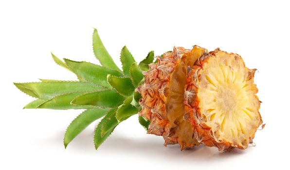 Isolated fresh sliced pineapple on the white background