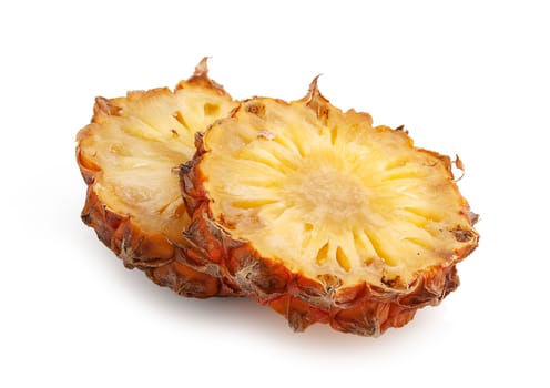 Isolated fresh sliced pineapple on the white background