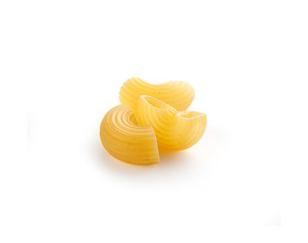 Isolated raw pasta on the white background