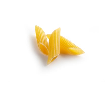 Isolated raw pasta on the white