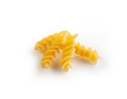 Isolated raw pasta on the white
