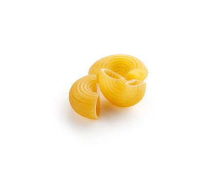 Isolated raw pasta on the white background