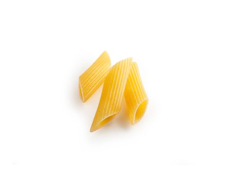 Isolated raw pasta on the white