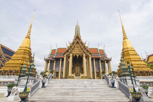 Wat Phra Kaew, Thailand  - June 08, 2020 :-officially known as Wat Phra Sri Rattana Satsadaram is regarded as the most important Buddhist temple in Thailand and is a tourist attraction and is a landma