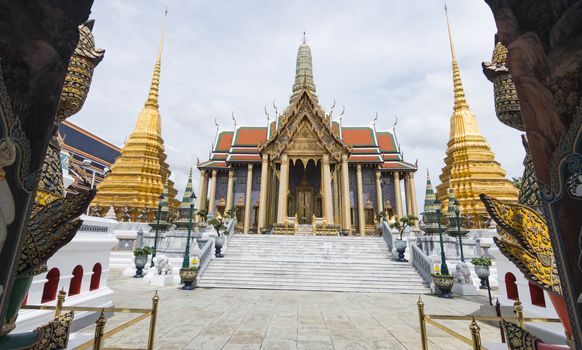 Wat Phra Kaew, Thailand  - June 08, 2020 :-officially known as Wat Phra Sri Rattana Satsadaram is regarded as the most important Buddhist temple in Thailand and is a tourist attraction and is a landma