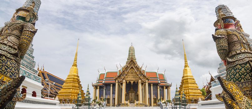 Wat Phra Kaew, Thailand  - June 08, 2020 :-officially known as Wat Phra Sri Rattana Satsadaram is regarded as the most important Buddhist temple in Thailand and is a tourist attraction and is a landma