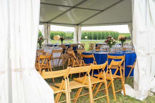 outdoor catering in the middle of the field