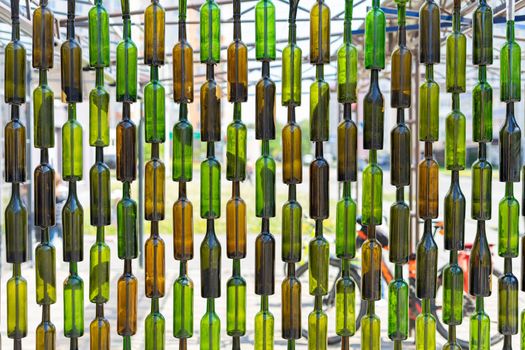 empty glass bottles as decor and second life for waste