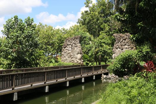 Entrance wooden bridge to Monkey forest Bali, Ubud.. Bridge that leads to Monkey Forest in Ubud at Bali, Indonesia.