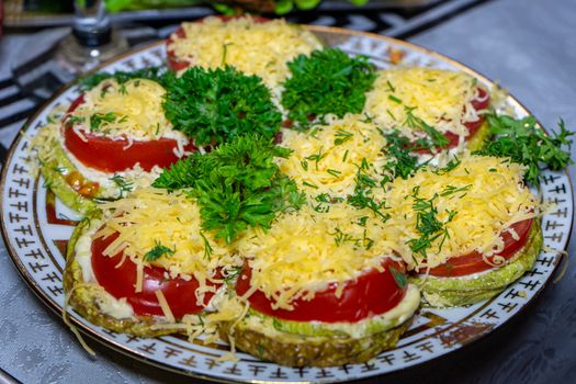 Delicious sandwiches with zucchini, tomatoes and cheese