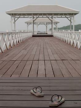 bridge to pavilion over the sea or water