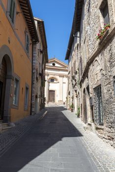 spello,italy june 27 2020:architecture in the alleys of the town of spello