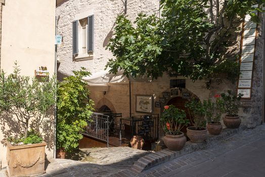 spello,italy june 27 2020:architecture in the alleys of the town of spello