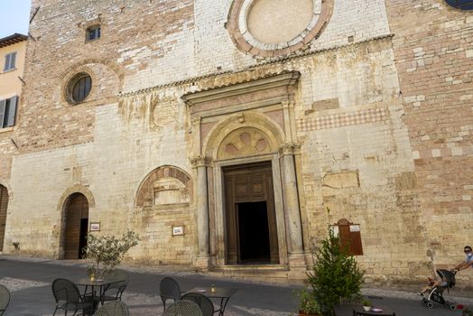 spello,italy june 27 2020 :church of san lorenzo in the town of spello