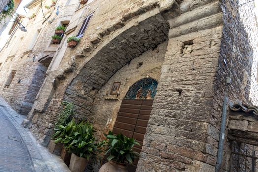 spello,italy june 27 2020:architecture in the alleys of the town of spello