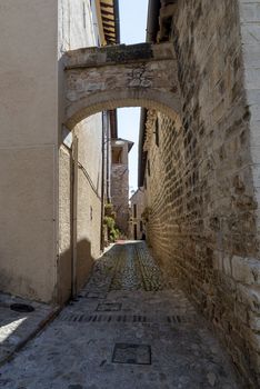 spello,italy june 27 2020:architecture in the alleys of the town of spello