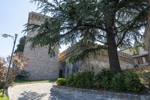 spello,italy june 27 2020 :church of san severino in the upper part of spello