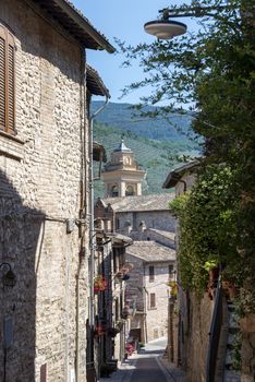 spello,italy june 27 2020:architecture in the alleys of the town of spello