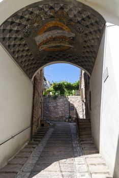 spello,italy june 27 2020:architecture in the alleys of the town of spello