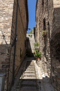 spello,italy june 27 2020 :architecture in the alleys of the town of spello