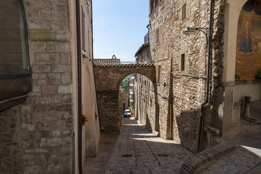 spello,italy june 27 2020:architecture in the alleys of the town of spello
