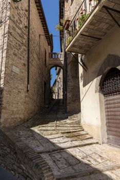 spello,italy june 27 2020:architecture in the alleys of the town of spello