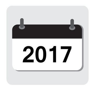 Flat vector calendar icon 2017. New year 2017