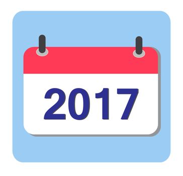 Flat vector calendar icon 2017. New year 2017