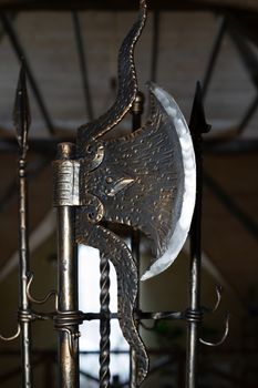 Decorative iron ax. Cold steel is used as decoration