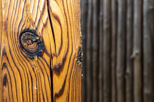  Wooden beam close up. Wooden background with place on the inscription