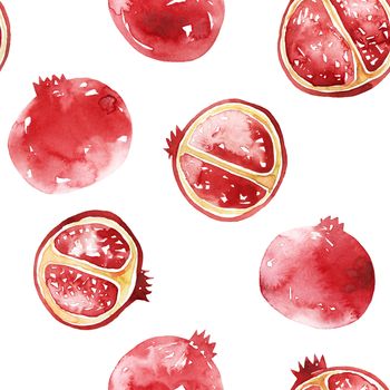 Watercolor illustration of red garnets. Seamless pattern.