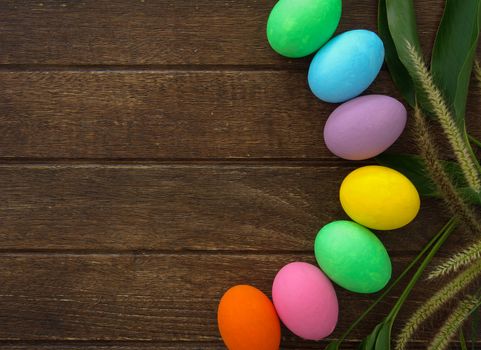 easter egg on wooden background , easter concept