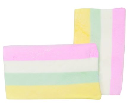Multicolored candy on a white background.